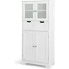 Image de Costway Meuble De Salle De Bain À 4 Portes 2 Tiroirs,armoire Haute Avec Étagères Réglables,30x60x128cm Blanc