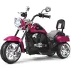 Image de Costway moto électrique 6v pour enfants scooter avec 3 roues effet sonore et lumineux, 3km h max, 3 ans + style de chopper rose