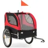 Image de GYMAX Remorque de Vélo Pliable pour Chien et Chat Moyennes et Petits avec Roues Universelles 3 Portes Zippées et Pare-Brise Rouge