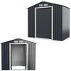 Image de Abri de Jardin Métal 463m³ - RELAX4LIFE - 237 - 213X127X195CM - Portes Coulissante - 4 Fenêtres - Cabane de Jardin Extérieur