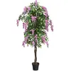 Image de GOPLUS 180 cm Plante Artificielle en Pot Art Faux Bonsaï Décoration en Plastique Simulation Décorations Paysager (Wistera)
