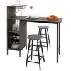 Image de Costway ensemble table de bar et tabourets 3 pièces, ensemble table bistro avec porte-verres et étagères, table de comptoir de cuisine avec 2 tabourets pour maison, salle à manger, restaurant, bar