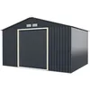 Image de Abri de Jardin en Metal 87m² - GOPLUS - 2 Portes Coulissantes et Fenêtres - Toit Traditionnel Extensible - Cabane à OutilsGris