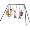 Image de Balançoire Extérieur Enfants 3-10 Ans COSTWAY-BalançoireFace à Face2 Anneaux de Gymnastique-en Métal -Charge 200kg-Cadre Forme A