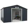 Image de Costway abri de jardin en métal-8,7 -2 portes coulissantes verrouillables-4 trous d’aération-toit penché cabane jardin-340 x 255 x 210 cm-gris