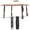 Image de COSTWAY 4Mx4M Tonnelle de Jardin Pop up à 2 Niveaux avec Moustiquaire Barnum Anti-UV 50+ Etanche 3 Hauteurs Réglables Marron