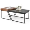 Image de COSTWAY Lot de 2 Tables Basses Gigognes avec Cadre Métal Tables dAppoint Style Industriel avec 8 Pieds Antidérapants Réglables