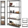 Image de Bibliothèque étagère échelle à 5 niveaux avec cadre métallique, meuble de rangement avec dispositifs anti-basculement pour pour salon bureau chambre entrée, 80x29x154cm (noir, 5 niveaux)