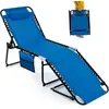 Image de COSTWAY Chaise Longue Pliante avec Appuie-tête Amovible Dossier Réglable à 4 Positions Acier Antirouille pour Camping Terrasse