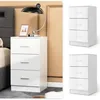 Image de COSTWAY Lot de 2 Caisson de Bureau Meuble de Rangement avec 3 Tiroirs pour Feuilles A4 LettreDossiers 37 x 34 x 665 CM Blanc