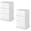 Image de Giantex lot de 2 caisson de bureau meuble de rangement avec 3 tiroirs pour feuilles a4, lettre,dossiers et documents 37 x 34 x 66,5 cm blanc