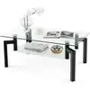 Image de Gientex table basse transparente en verre trempé à 2 niveaux, table basse salon moderne rectangulaire à 4 pieds en fer, pour salon, salle de séjour, 100 x 60 x 43 cm
