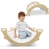 Image de COSTWAY Arche d’Escalade Montessori 3 en 1 à Bascule Coussin Moelleux pour Grimper ou Se Reposer Utilisable Intérieur/Extérieur