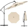 Image de Costway Parasol Déporté Lumières Led Solaires 3m À 8 Côtes En Aluminium, Manivelle, Base Croisée, Beige