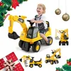 Image de COSTWAY Tracteur pour Enfant Jouet Pelle avec Seau Rotatif Roues Anti-dérapantes Bouton Klaxon Stockage de Siège 25kg 1-3 Ans
