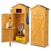 Image de Abri de Jardin en Bois FSC -RELAX4LIFE- Porte Verrouillable en Loquet - Table pliante - 3 Étagères Amovible - 75X50X1805CM