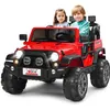 Image de COSTWAY Voiture 4x4 Électrique 12V pour Enfants 3+ Ans 2 Places Télécommande 2.4G Lumières LED et Musique Rouge