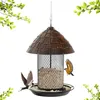 Image de COSTWAY Mangeoire à Oiseaux Suspendue Sauvages dExtérieur avec Dôme en Résine Résistant aux Intempéries et Trous de Drainage