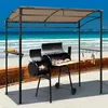 Image de COSTWAY Tonnelle de Barbecue 216 x 134 x 211 cm-Auvent Polyester-Étagère de Service-Crochets de Rangement-Anthracite Imperméable