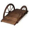 Image de Pont de Jardin en Sapin Carbonisé 1015x485x38 cm COSTWAY-Balustrade en Forme de Demi-Roue-Charge Max 75 KG-Décoration de Jardin