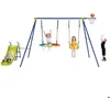 Image de Balançoire Extérieur avec Toboggan COSTWAY-Balançoire Nid dOiseau Ronde Ø82CMSiège BébéPanier de Basket-Métal 3-12 ans-200kg