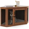 Image de COSTWAY Cage dAngle pour Animaux Chien Chat - Porte Verrouillable Coussin Doux Treillis Métallique - Design de Grain de Bois Simulé