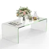 Image de COSTWAY Table Basse Rectangulaire en Verre Trempé 108x50x35 CM Table de Salon en Forme de U avec Bords Arrondis Lisses Charge