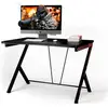 Image de Costway bureau gaming 116 x 75 cm, bureau gamer avec cadre en métal en forme de r, bureau de jeu d'ordinateur informatique ergonomique, pour travailler et étudier, noir