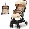 Image de Costway Poussette Canne Bébé 0-3 Ans,charge 15 Kg Avec Dossier & Repose-pieds Réglables, Pliable À Une Main Beige
