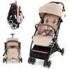 Image de Poussette Bébé 0-3 Ans Pliable à une Main avec Tige COSTWAY Dossier-Repose-pieds Réglables-Auvent Rétractable-Sangle dAttache Beige