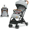 Image de Costway Poussette Canne Bébé 0-3 Ans,charge 15 Kg Avec Dossier & Repose-pieds Réglables, Pliable À Une Main Gris