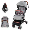 Image de Poussette Bébé 0-3 Ans Pliable à une Main avec Tige COSTWAY Dossier-Repose-pieds Réglables-Auvent Rétractable-Sangle dAttache Gris