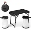 Image de Costway ensemble de table et tabourets pliants extérieur chaque chaise charge 200 kg, table de camping et 2 tabourets rétractables led 3 modes, pour plage jardin pique-nique barbecue