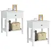 Image de Costway table de chevet lot de 2, table d'appoint moderne pour chambre, salon, canapé, 48 x 40 x 58 cm, assemblage facile, blanc