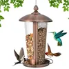 Image de COSTWAY 2 en 1 Mangeoire à Oiseaux Suspension en Métal Capacité 1L Mangeoire pour Oiseaux Sauvages Extérieure avec Trous de