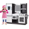 Image de Costway Cuisine Enfant En Sapin Avec Tableau Noir & Rideau, Lumière & Effet Sonore Pour Enfant De 3+ Ans,97 X30 X 95 Cm