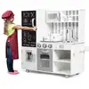 Image de Costway cuisine enfants avec 7 accessoires & effet sonore, cuisiniere enfants avec tableau noir, réfrigérateur & distributeur d'eau, jeu de cuisine pour garçons filles de 3 ans+
