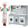 Image de Costway Cuisine Enfants Avec Lumière & Effet Sonore Avec Téléphone & Micro-ondes, Distributeur D'eau (gris)