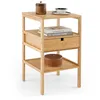 Image de COSTWAY Table de Chevet en Bambou avec Tiroir et 3 Étagères 40 x 40 x 68 cm Table de Nuit Salon Chambre Bureau Naturel