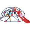 Image de COSTWAY Dôme descalade avec Toboggan 2415 x 183 x 915 CM Cadre en Métal Robuste Jouet Extérieure pour Enfants 3-10 Ans Rouge