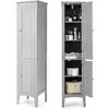 Image de Costway meuble de rangement salle de bain, meuble colonne sur pied avec rangement à 5 niveaux, organisateur de rangement pour salle de bains, cuisine, salon, 37 x 37 x 160 cm (gris)