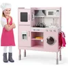 Image de Costway Cuisine Enfants Rose Avec 16 Accessoires & 3 Hauteur Réglable Pour Enfants De 3 Ans+