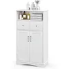 Image de Costway Meuble De Salle De Bain À 2 Portes 2 Tiroirs, Colonne Salle De Bain Armoire Haute, 30x60x108 Cm Blanc