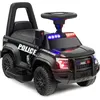Image de Costway Porteur Enfants Avec Mégaphone & Autocollant De Police, Charge 25 Kg Pour Enfants De 18-60 Mois Noir