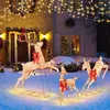 Image de COSTWAY Renne Décoration de Noël Extérieur 3pcs avec 255 Lumières LED Blanches Chaudes Tissu Parsemé de Paillettes Intérieur