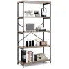 Image de COSTWAY Bibliothèque Étagère à 5 Niveaux Meuble de Rangement Industriel avec Cadre en Métal et Dispositif Anti-Basculement Gris