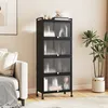 Image de Étagère de Cuisine 5 Niveaux avec 4 Portes PC Escamotables - COSTWAY - Noir - Métal - 60 x 32 x 154 cm