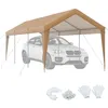 Image de COSTWAY Tonnelle Barnum 301 x 600 cm Toile en PE Double Couche Etanche Protection Solaire UPF50+ Cadre en Métal Galvanisépour Garage