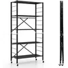 Image de COSTWAY Étagère de Rangement Pliante avec Roues Etagère charge lourde avec Étagère Réglable en Hauteur pour Cuisine Salon Garage