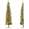 Image de Costway Sapin De Noël 210cm, Arbre De Noël Lumineux Led Blanc Chaud, Arbre Artificiel Étroit, Base En Fer